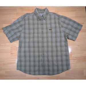 Carhartt Mens XL Short Sleeve Button Down Shirt Plaid Green Cotton S163LEA